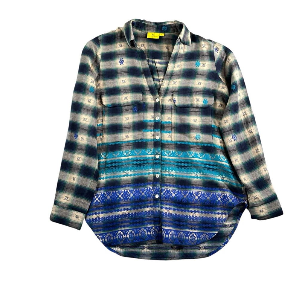 Roberta Roller Rabbit Women's Plaid Western Long Sleeve Flannel Shirt Size Small